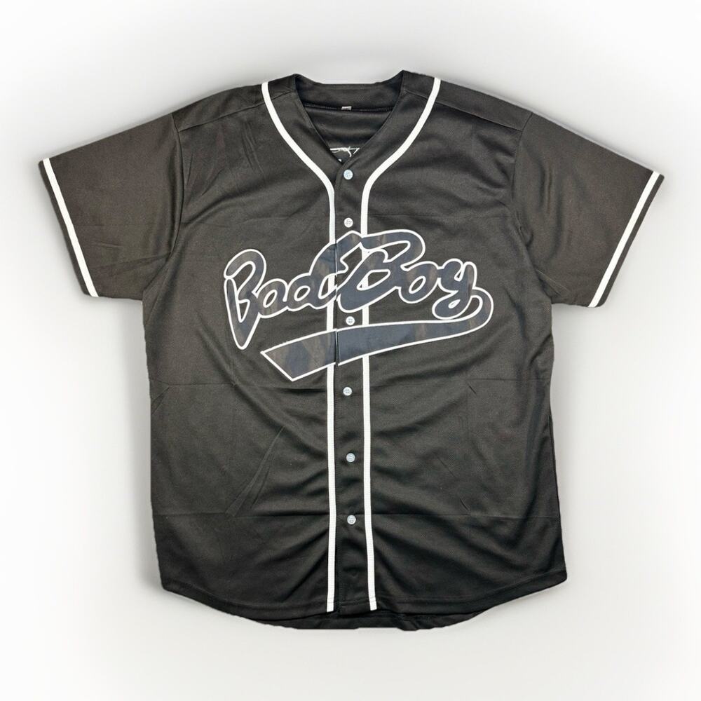 Bad Boy Biggie #10 Black Baseball Jersey XL Button-Up Shirt